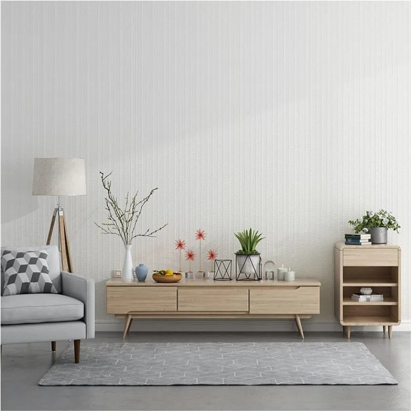 

Non woven striped plain color solid white wallpaper modern minimalist living room bedroom room wallpaper room decor