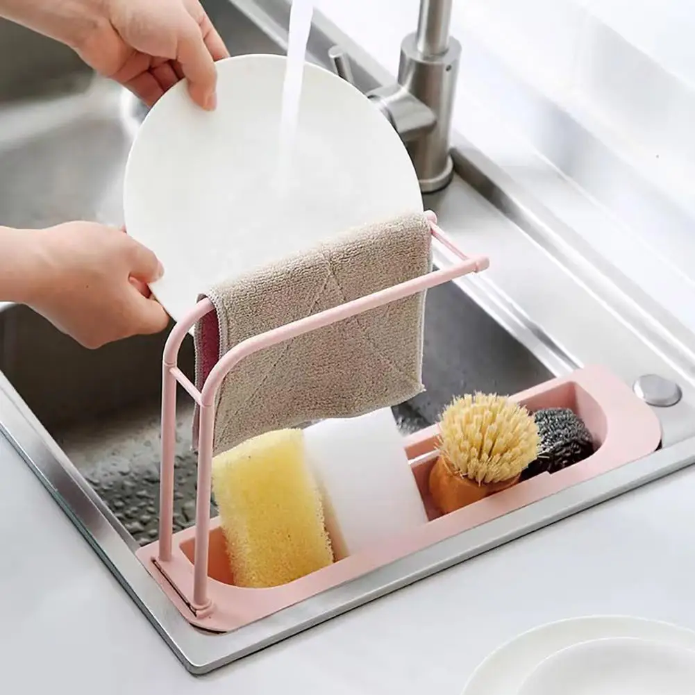 Drainage Sink Rack Telescopic Sink Storage Shelf with Ventilation Drainage for Easy Installation Multifunctional for Organizing