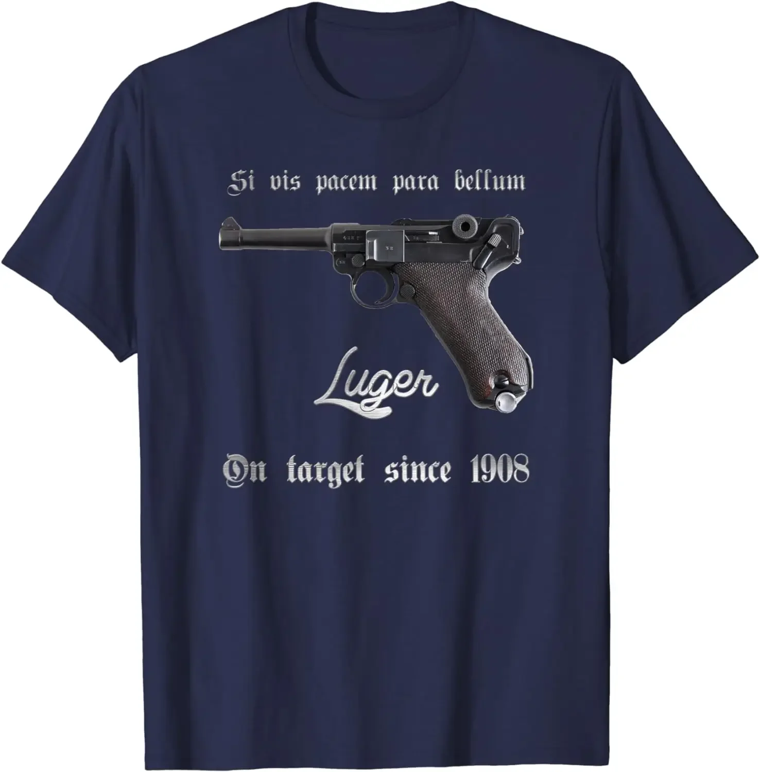 German Mauser P08 9mm Luger Pistol T-Shirt 100% Cotton O-Neck Summer Short Sleeve Casual Mens T-shirt Size S-3XL