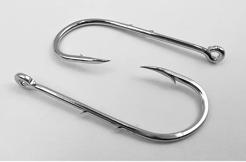 ShareShark 50 Stück/Box 92247 Hochkarbon-Stahl Angelhaken mit Langem Griff und Widerhaken Gebogener Mund Fischhaken – Detail 11