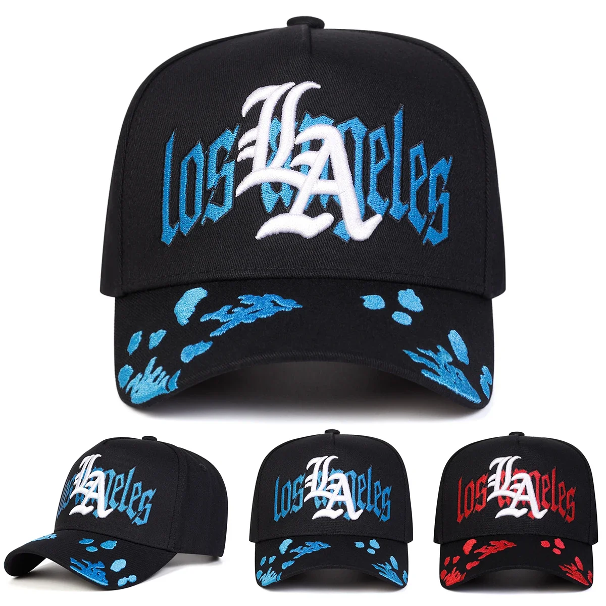 Unisex Gothic LA LOS ANGELES Embroidery Baseball Caps Spring Autumn Outdoor Adjustable Casual Hats Sunscreen Hat Sports Cap