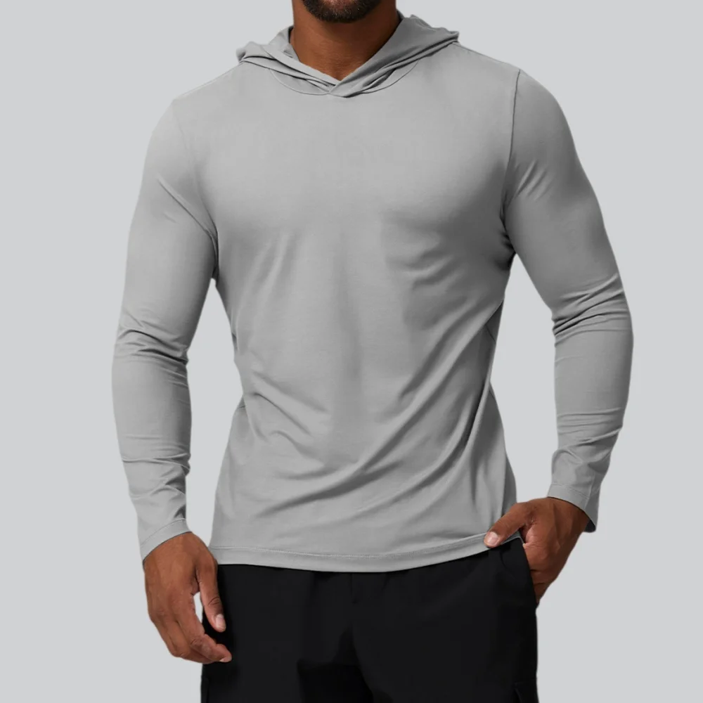 Men Gym T-shirt Hoodie Fitness Shirts Slim Long sleeve Running Top Tee Sportswear Quick-Dry Training Workout Tops Outdoor Sports