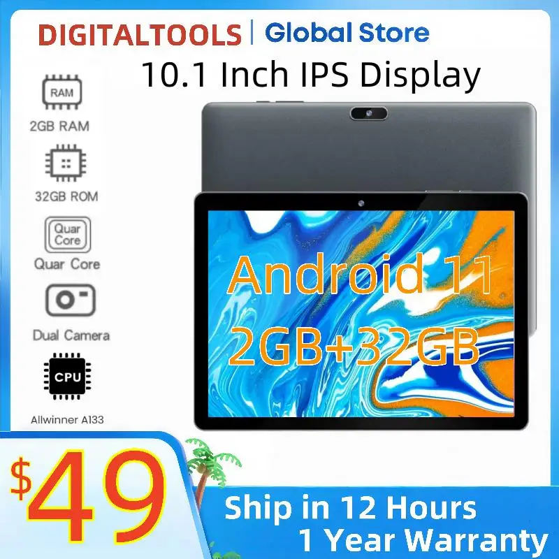 

F-X10 Android 11 Tablet PC 10.1 INCH Allwinner A133 Quad-Core 1.4GHz 2GB RAM 32GB ROM 1280 x 800 IPS HD 6000mAh Type-C