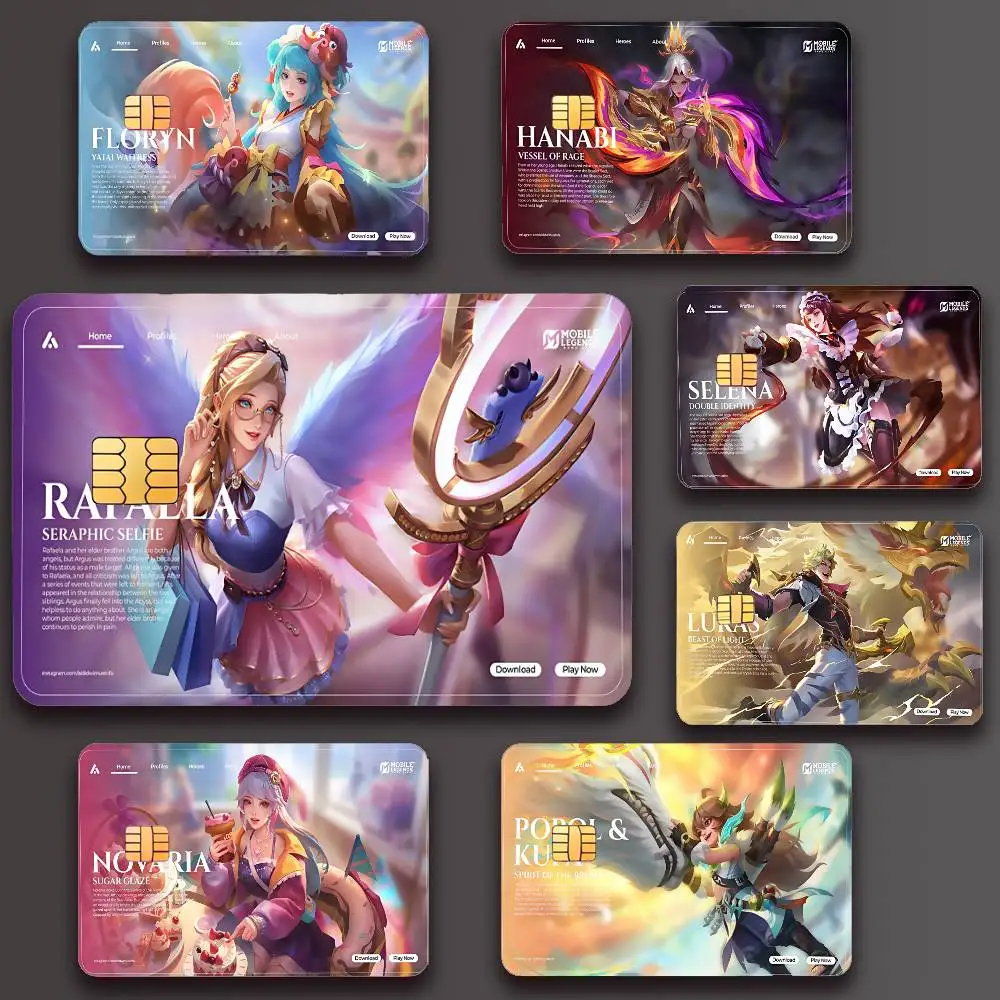 Jogo m-mobile l-legends b-bang b-bang cartaz de pele de crédito cartão adesivos 4 pçs filme ônibus passagem frente decoração banco débito