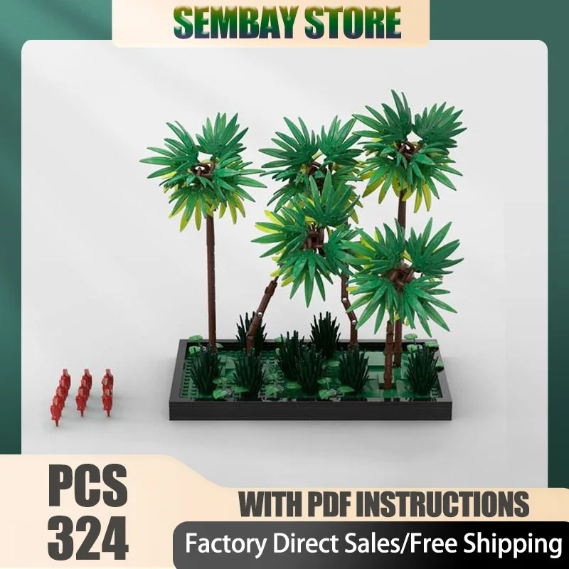 

Street View Moc Building Bricks Modular Vignette of Parrots in Palm Trees Technology Blocks Christmas DIY Toy Construction Gifts