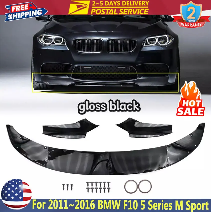 

Глянцевый черный передний бампер, спойлер, сплиттер для BMW 5 серии F10 F11 520i 528i 528i 535d 2011 ~ 2016 M, передняя губа спортивного стиля автомобиля