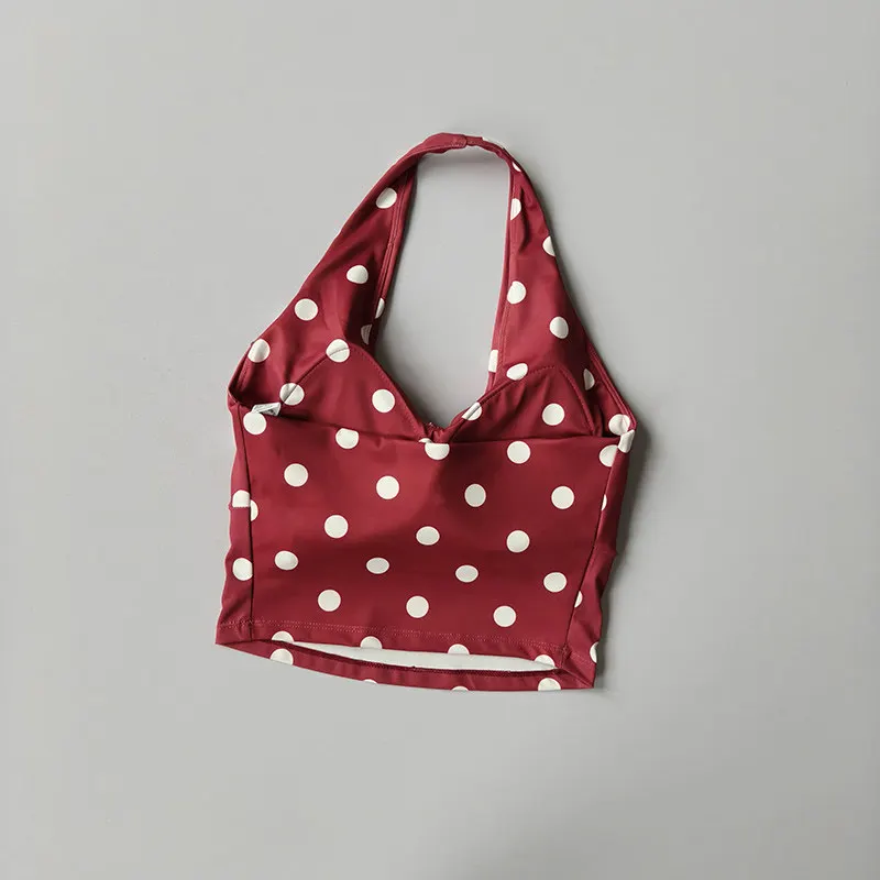 Damen Neckholder-Camisole mit festen Cups, Crop-Top, sexy, modischer Sport-BH, Fitness, Laufen, schnelltrocknend, äußeres Westen-Top – Detail 12
