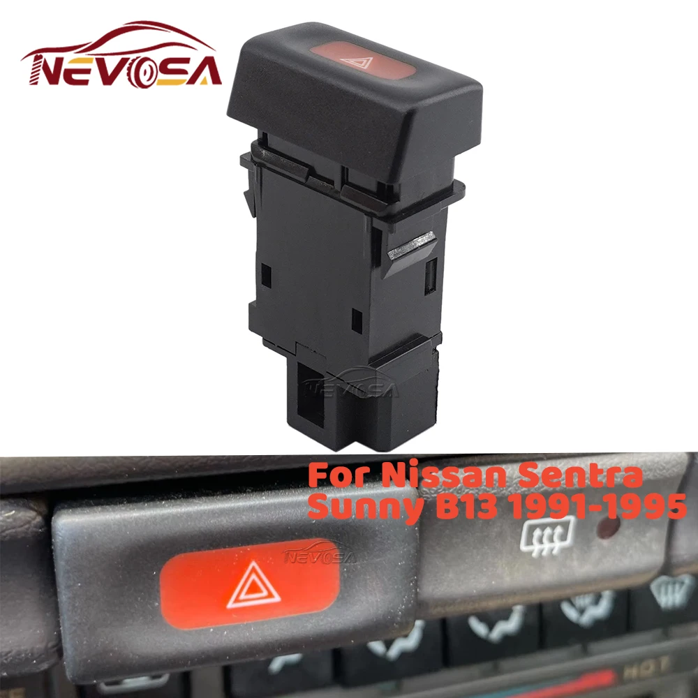 25290-F4004 For Nissan Sentra Sunny B13 1991-1995 Hazard Emergency Warning Lamp Switch Button 8Pins Green Light Car Parts