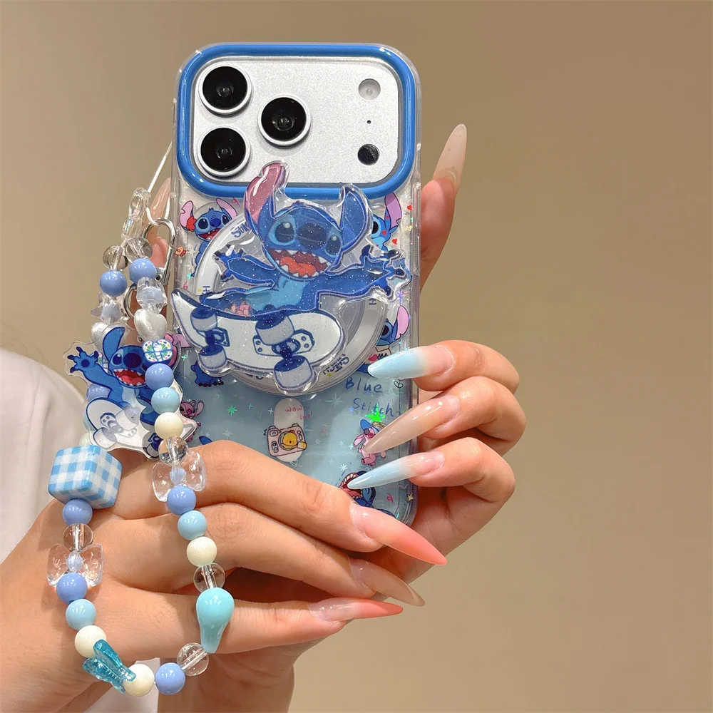 Zabawne, kreskówkowe etui magnetyczne na telefon iPhone 16 Pro Max 15 14 13 17 Pro z uchwytem Magsafe i łańcuszkiem, urocze, odporne na wstrząsy. — zdjęcie produktu 5