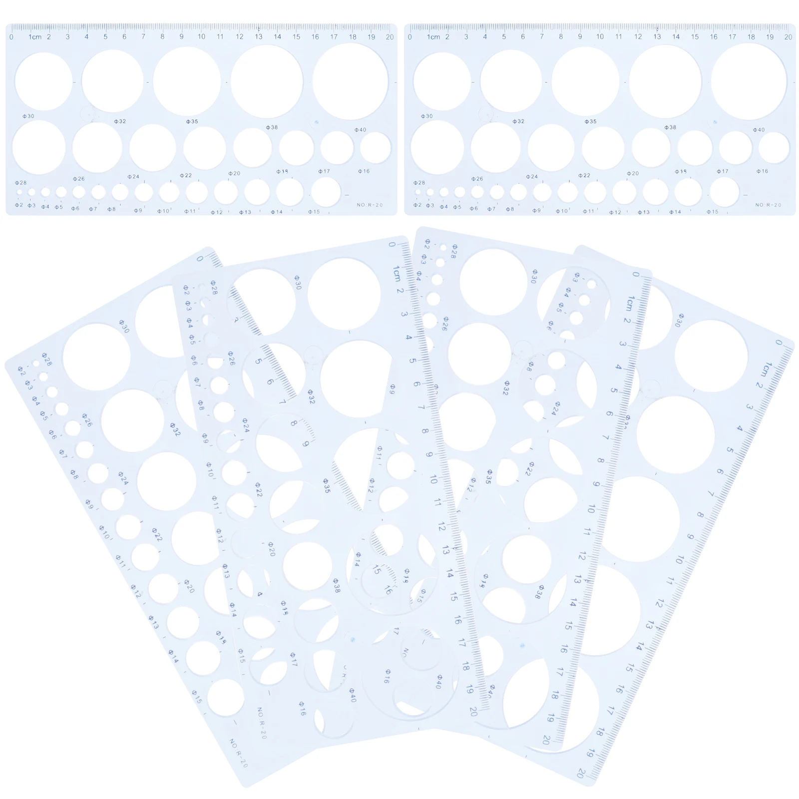 

6pcs Circle Template Ruler Lightweight Geometric Drawing Stencils Engineering Templates Drafting Supplies Design Tools