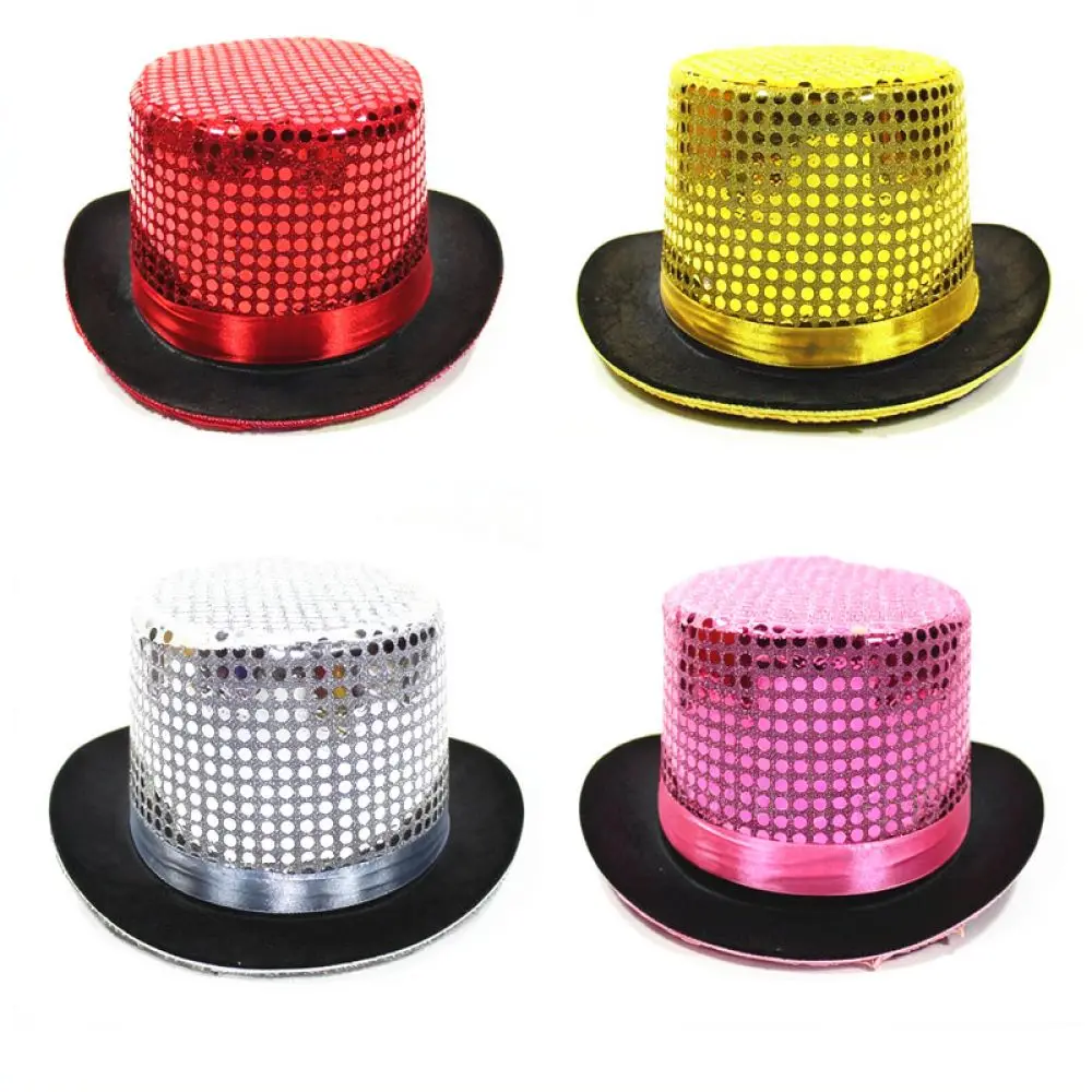 Glittering Sequined Fedora Hat Jazz Cap For Stage Performance Party Headgear Costume Accessory For Halloween Festival