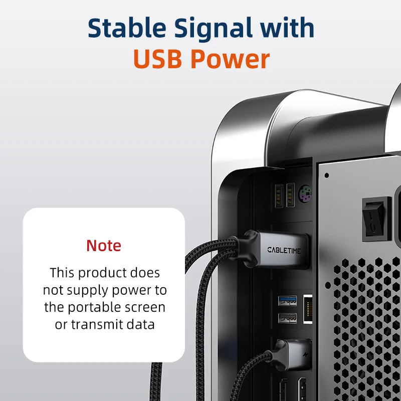 CABLETIME HDMI zu USB C Kabel Stabiles Signal 4K60Hz für Switch Nintendo PS3/4/5 mit USB Power Spielekonsole zu USB C Monitor