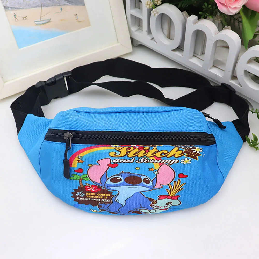 Disney Stitch Chrildren\'s Waist Bag Canvas Fanny Pack Boy Girl Cartoon Crossbody Chest Bag Fashion Travel Belt Bag kids gifts