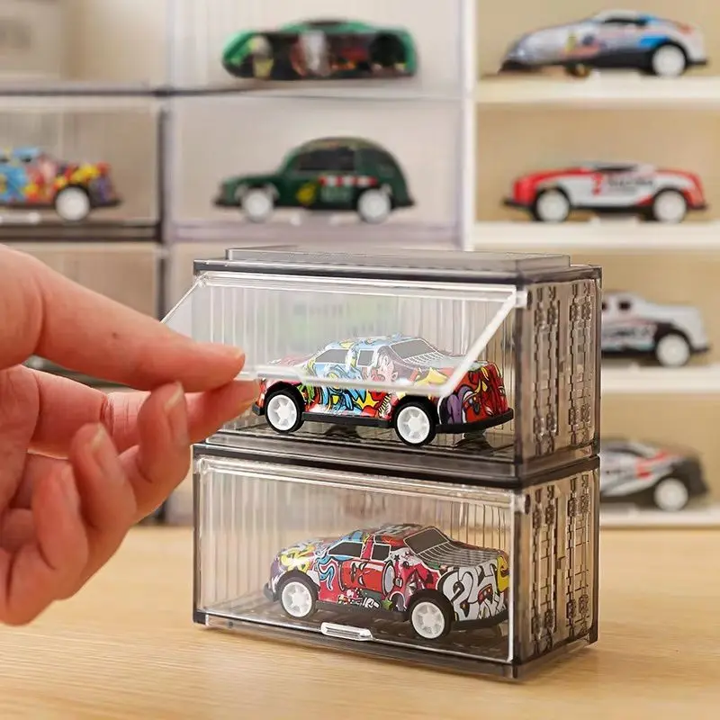 5 шт., витрина для модели автомобиля с дверцей, прозрачная разделенная стойка для хранения Hot Wheels Tomica, пылезащитный коллекционный органайзер