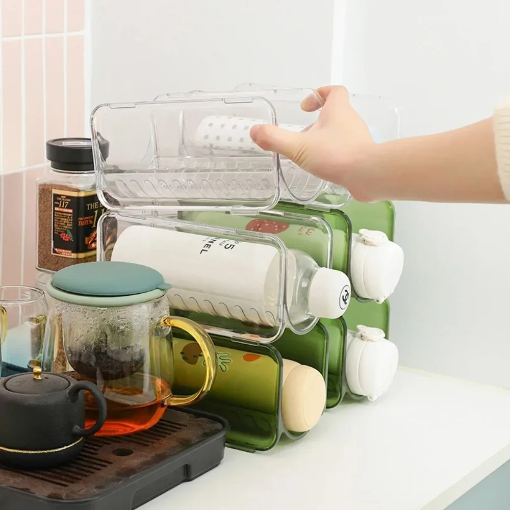 Anti-Fall Overlap Storage Rack Glass Beer Bottle Drink Holder Refrigerator Drawer Beverage Box Can Dispenser Space Saving Tray