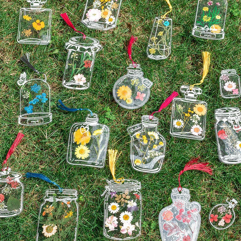 20pcs Creative Diy Bookmark For Students Transparent Wishing Bottle Shape Bookmark Scrapbook Sticker Material Small Gift