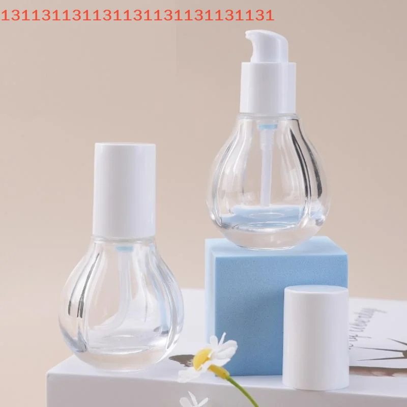 

30ML Glass Lotion Bottles For Travel Light Bulb Shape Clear Empty Pump Bottle For Cosmetic Creams, Makeup, Essential Oils