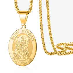 VASSAGO St. Michael & St. Cipriano Archangel Necklace Pray For Us Christian Archangel Medallion, Patron Protection, Amulet Medal