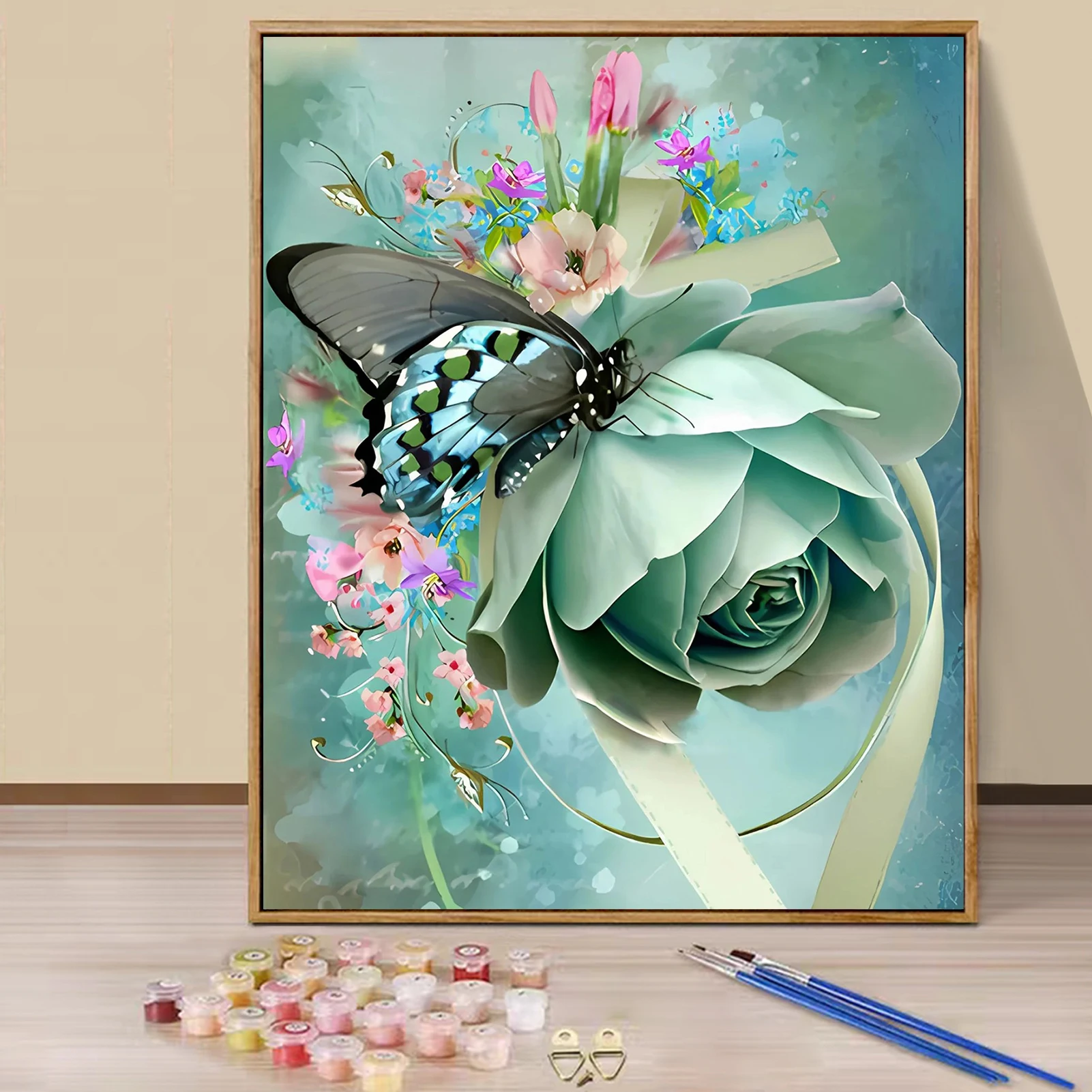 

Paint by Numbers - 40x50cm, Butterfly Painting Kits for Beginners on Colored Canvas, Easy DIY Art for Home Decor Gift (No Frame)
