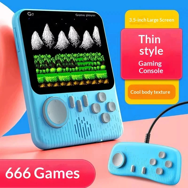 Retro Handheld Game Console Portable G7 3.5 Inch Screen 666 Classic Games Mini Video Game Player For Two Players Adults Leisure