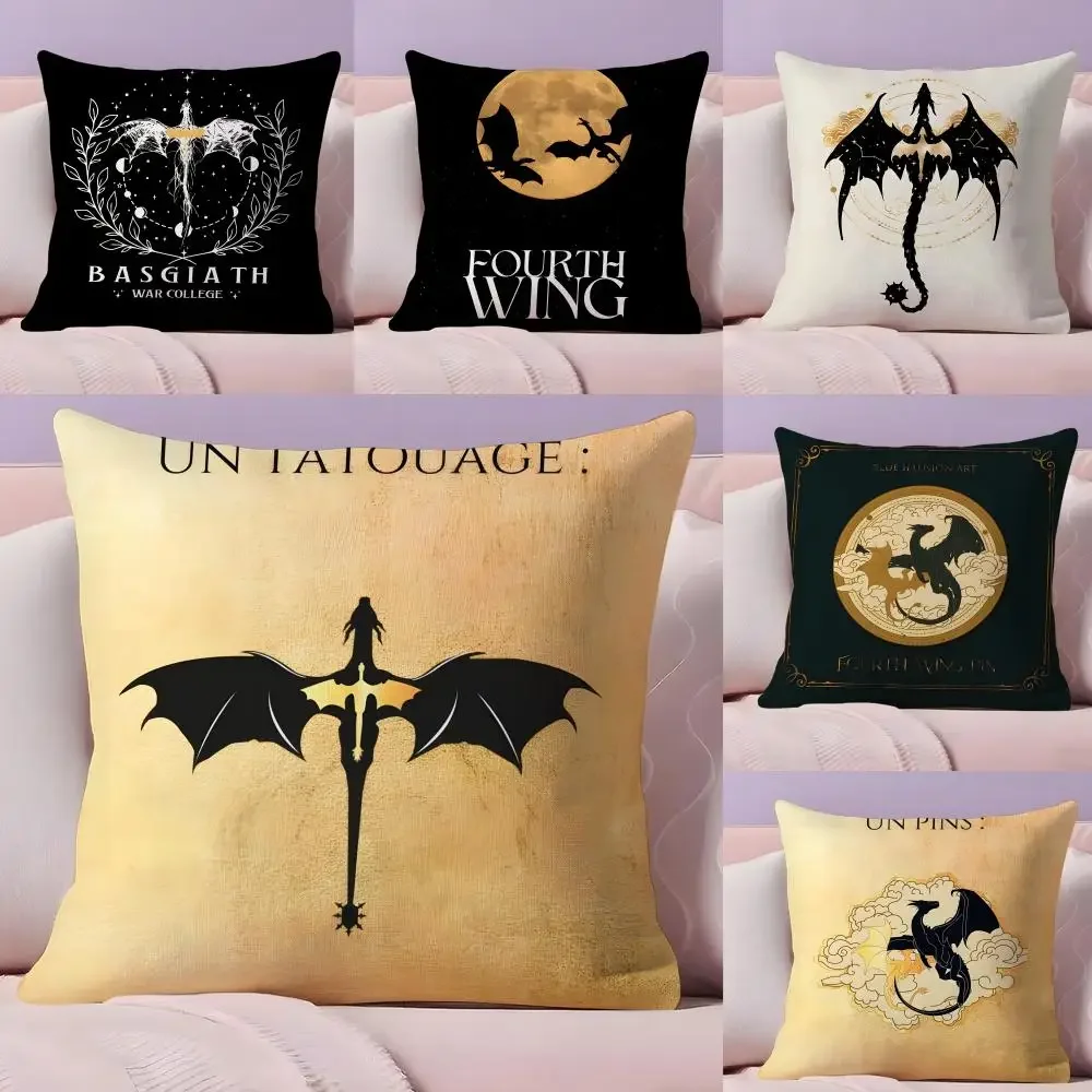 F-Fourth Wing Dragon Cool Dragon Wings Flying Pillow Case Silky Short Plush With Invisible Zipper Dustproof Sofa Cushion Cover