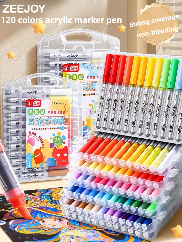 

ZEEJOY 120/1 цвета, прямые жидкие акриловые маркеры, водостойкая ручка, мягкая кисть, наконечник для манги, канцелярские принадлежности, школьные художественные принадлежности