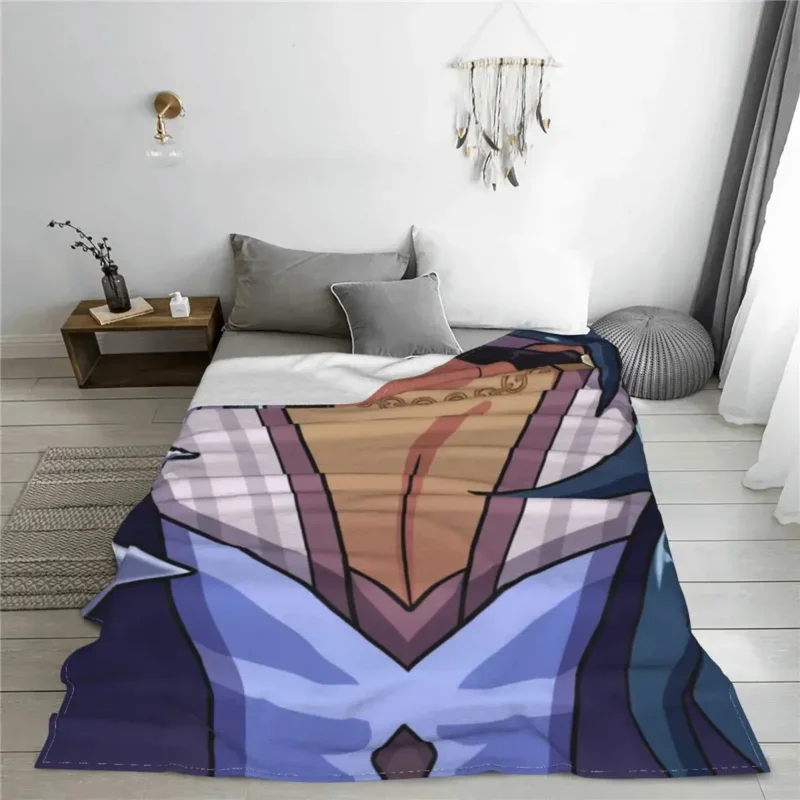 Kaeya tiddies blanket soft fleece warm flannel anime game gaming Genshin impact throw blankets for sofa travel bed bedspread