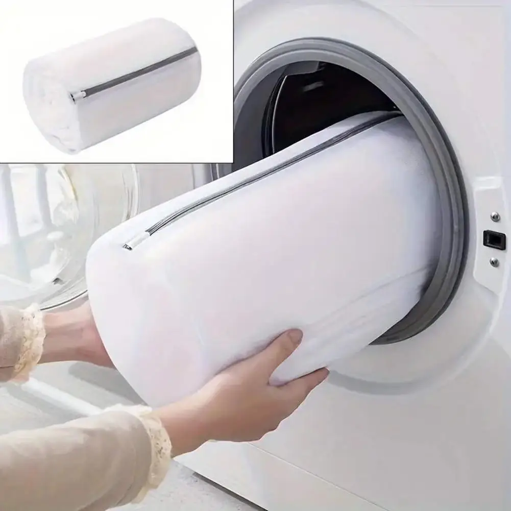 Cylindrical Mesh Laundry Bag Versatile Shoe Washing Bag for Washing Machine Delicate Clothes Bra Socks Protective Bag