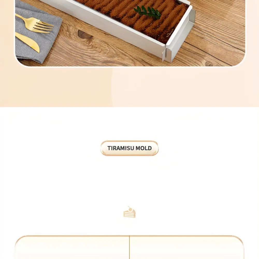 Professional Rectangle Mousse Cake Mold 304 Stainless Steel Baking Tray Removable Edge Pastry Cutter Kitchen Bakeware