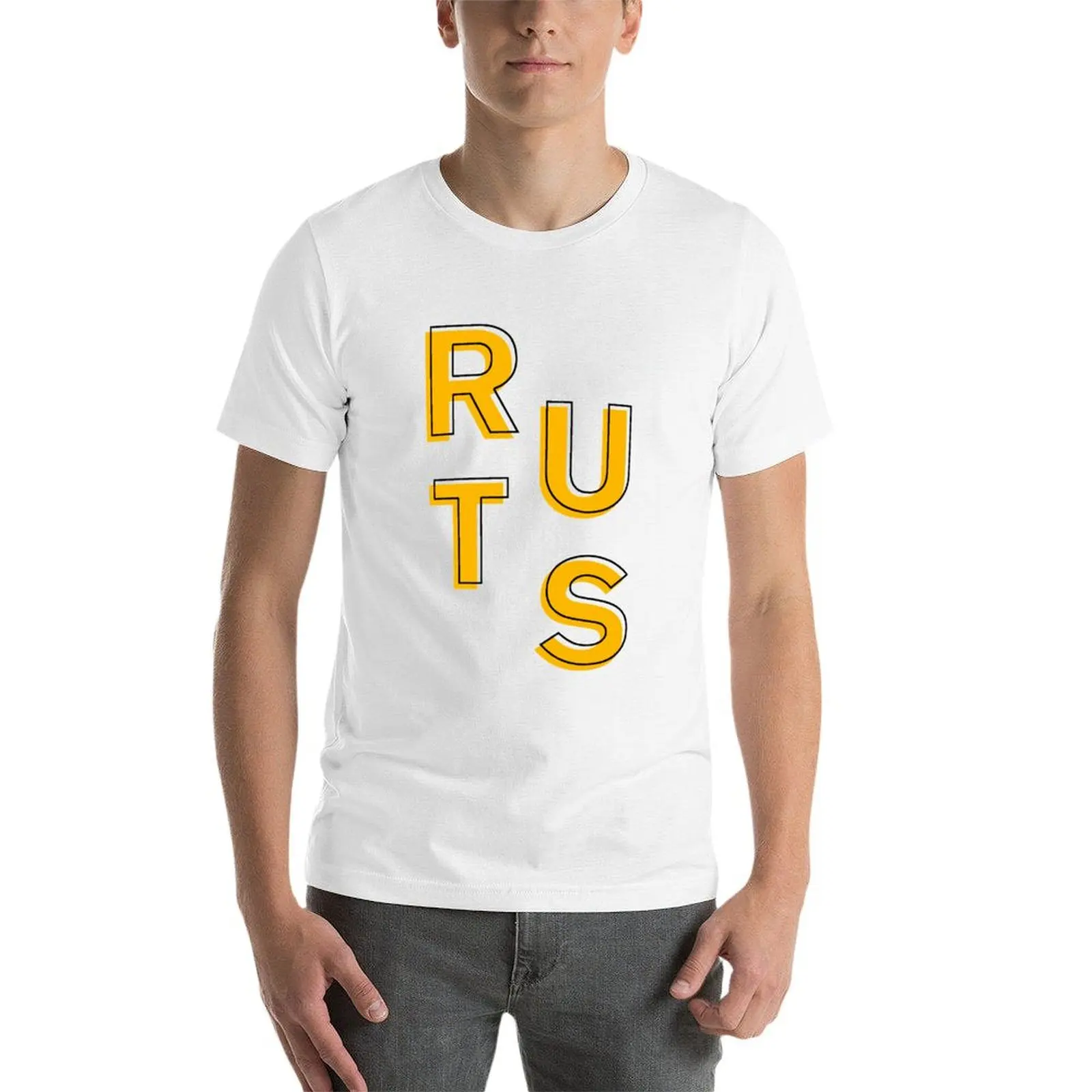 تي شيرت Ruts تي شيرت رجالي مصمم من القطن الأسود تي شيرت عادي للرجال حزمة تي شيرت #3