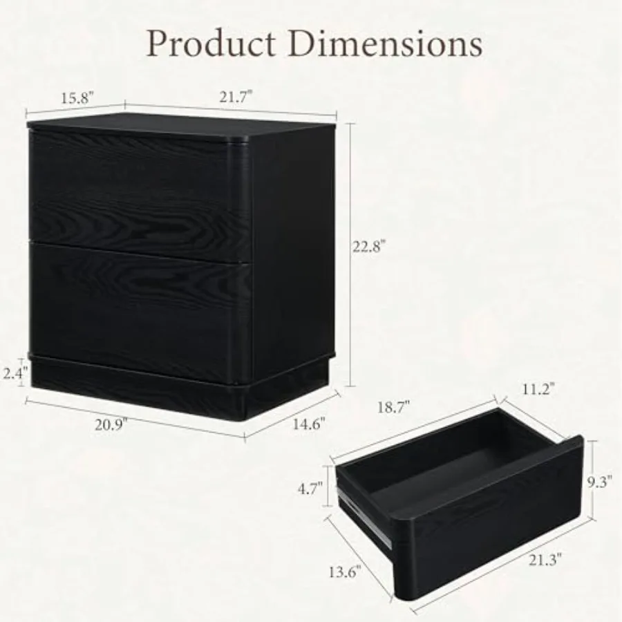 Night Stand with 2 Push to Open Hidden Drawers Storage