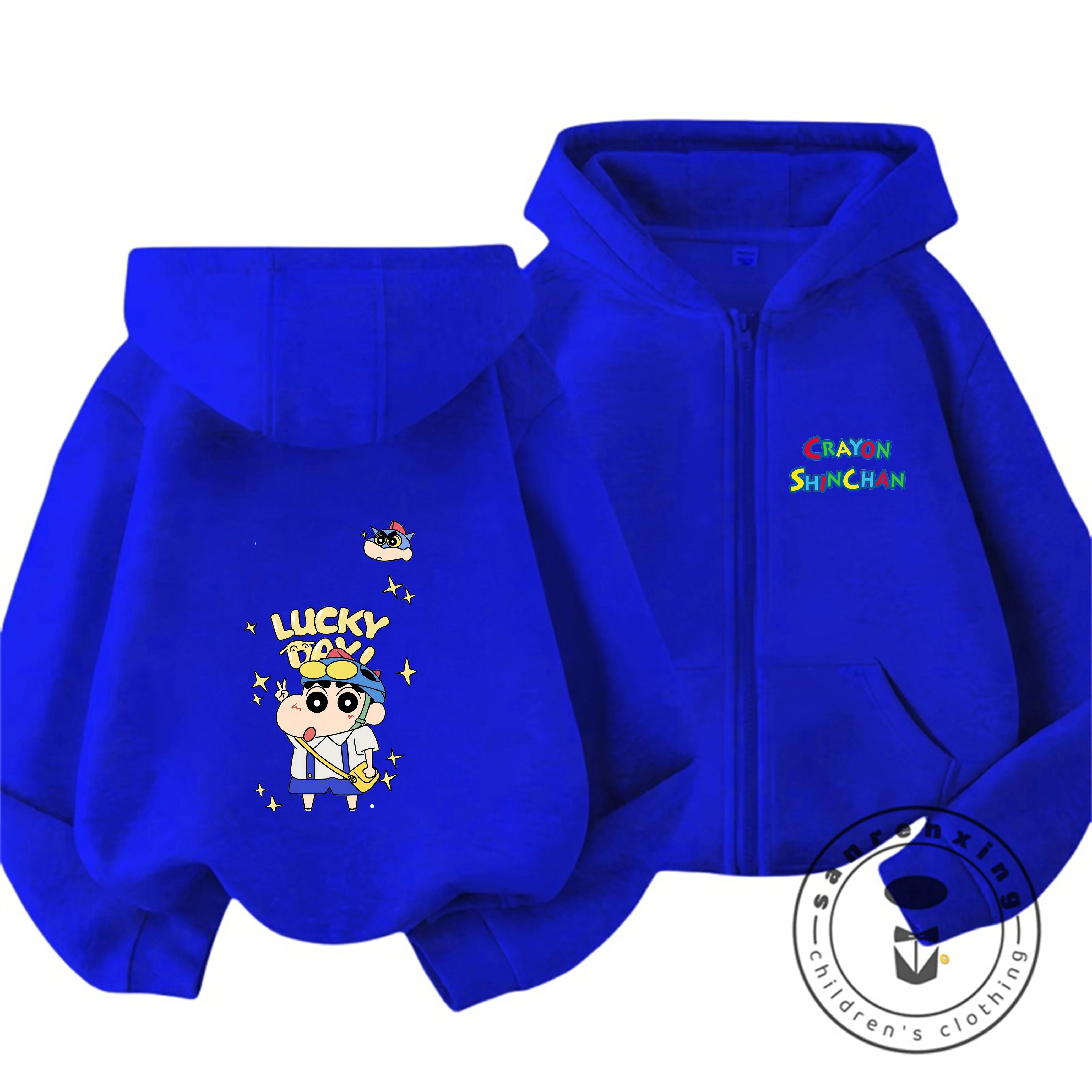 New Autumn Winter Zipper Hooded Sweatshirt Cute Cartoon Trendy Tops For Kids Crayon Shin Chan Boys Girls 3 14 Years