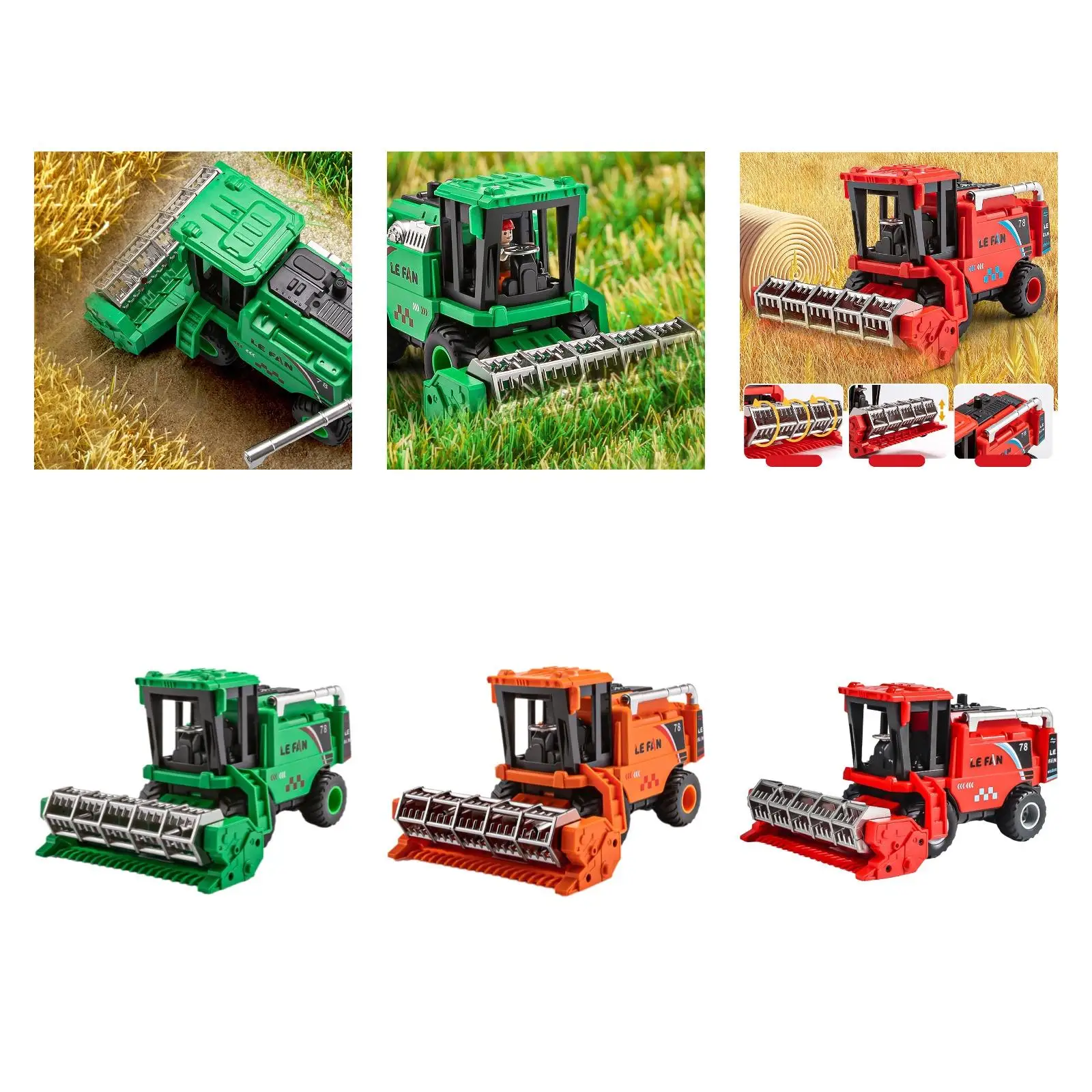 Combine Harvester Tractor Children Agricultural Machinery Playset Farm Toy