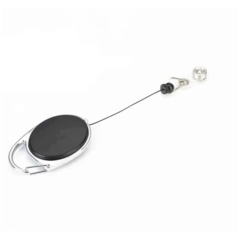 개폐식 작업 카드 클립 키체인 배지 릴 키링, 직원 배지 거치대, 작업 패스 카드 액세서리 클립, 로트당 2 개