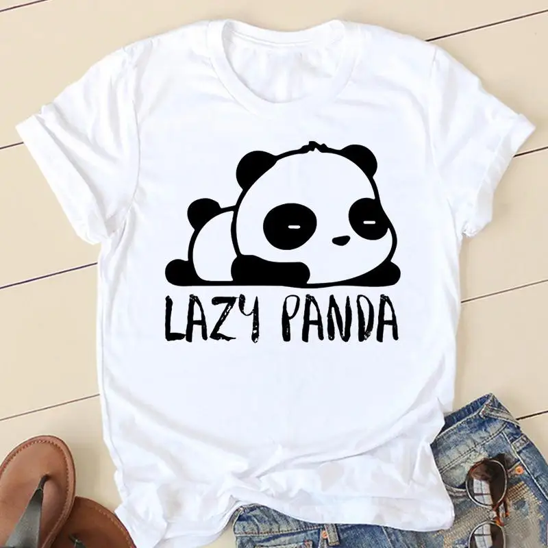 T-shirts Female Ladies Women Graphic Tee Fashion Casual Clothing Panda Sweet Lovely Style Short Sleeve Summer Tshirt Clothes