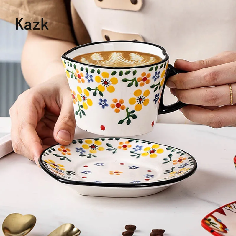 Polish Classical Ceramic Coffee Cup Set High-end Exquisite Couple Mug with Dishes Home Office Afternoon Tea Turkish Coffee Cups