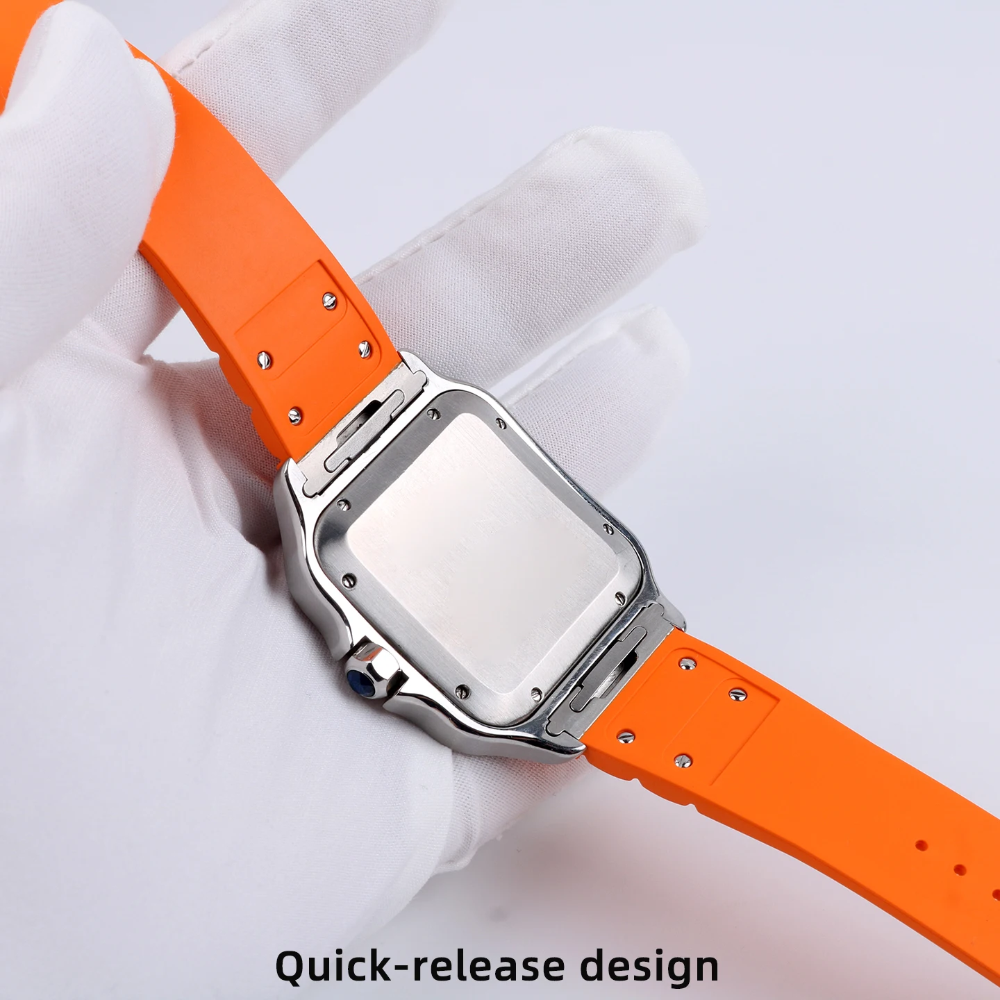 ل كارتييه جديد سانتوس متوسطة الإفراج السريع حزام (استيك) ساعة فلوروروبر حزام WSSA0010 استبدال سوار الرجال 21 مللي متر حزام فيتون #6