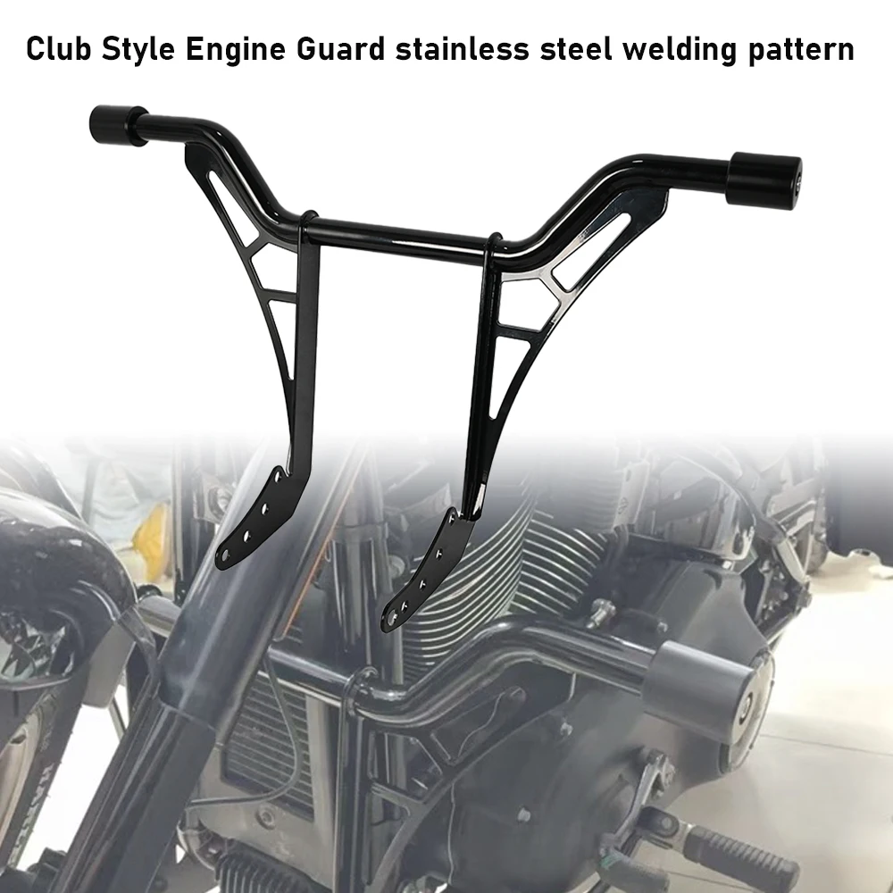 

Black Club Style Engine Guard Solid Steel Crash Bar Protector Pumper for Harley Davidson Softail 2018-later except FXDRS