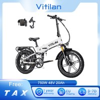 Vitilan I7 Pro 2.0 Foldable Electric Bike 750W 48V 20Ah 28mph Speed 70miles Range Air Suspension Front Fork Hydraulic Disc Brake