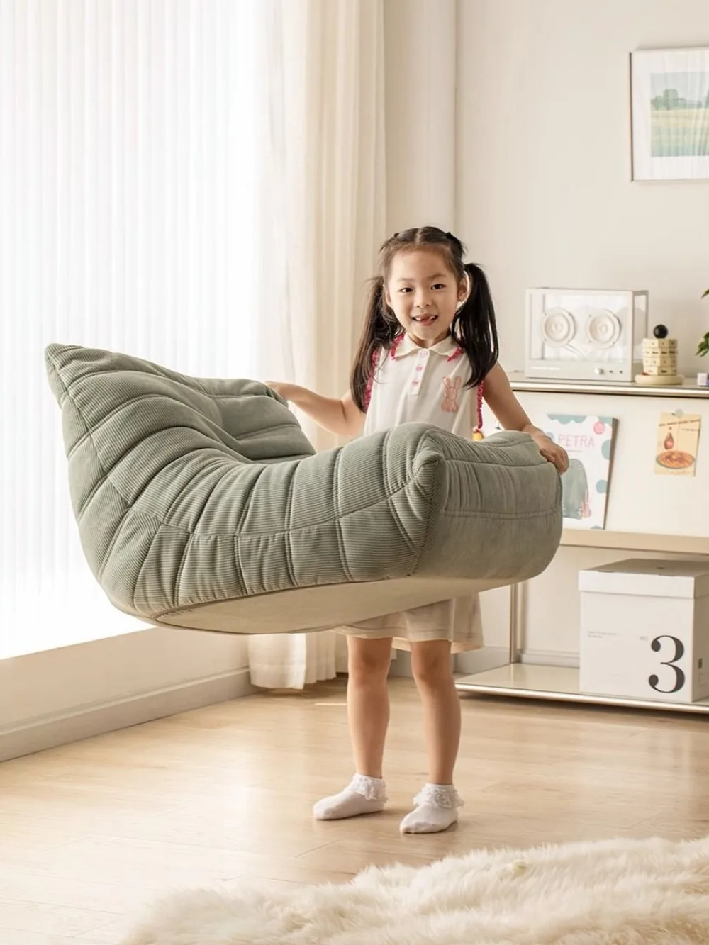 Sofá de oruga de estilo nórdico para niños, sofá de bebé de tamaño pequeño, sala de estar y sof de tela individual
