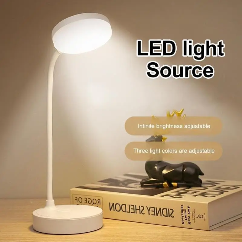 

Portable LED Desk Lamp USB Plug Battery Powered Table Light Support 3 Color Stepless Dimming Eye Protection Bedroom Bedside Lamp