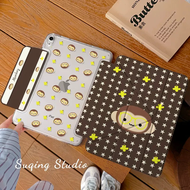 Ins Korean Cute Star Monkey Y2K Tablet Case For iPad Pro 13in 11th M5 M4 12.9in A16 7/8/9/10th Air4/5/6/7 11in M2 M3 Mini Cover