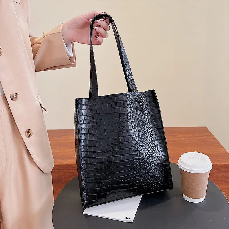 2023 Fashion Women Bags Casual Totes Bag New Alligator Leather Shoulder Handbags Wild Lady\'s Bag Large Capacity Shopper Totes