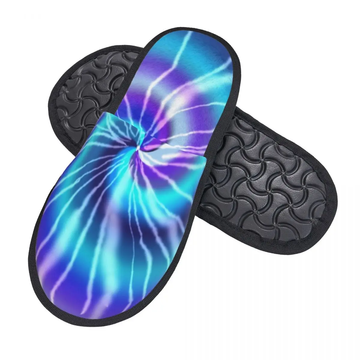 Custom Blue Tie Dye Memory Foam Slippers Women Comfy Warm Traditional Dyeing Art House Slippers