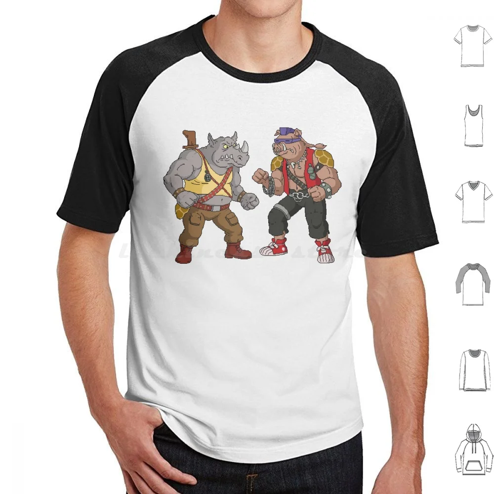 Bebop Rocksteady-Funny Big Print T Shirt 6Xl Cotton Cool Tee Animal Animals Cartoon Kids Children Turtles Cult Movie Movies