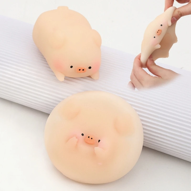

Fun Pig Figurine Flexible Soft Tabletop Display Squeeze Toy Desk Ornament Pet Toy Gift for Office Friend A2UB