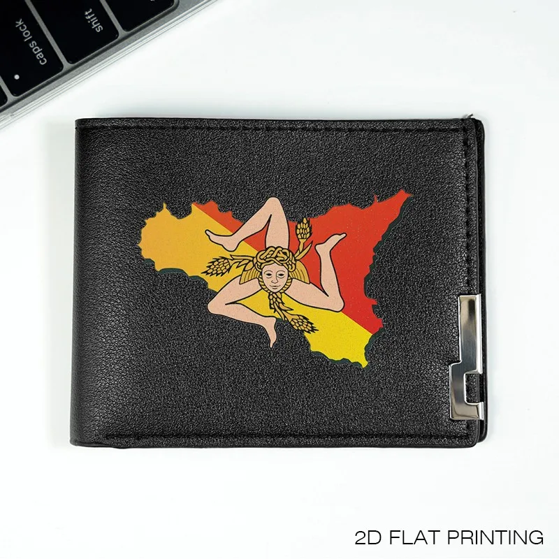 Luksusowy męski portfel z PU z płaskim, dwuwymiarowym nadrukiem emblematu, minimalistyczny styl biznesowy, lekki, wytrzymały, do codziennego użytku.