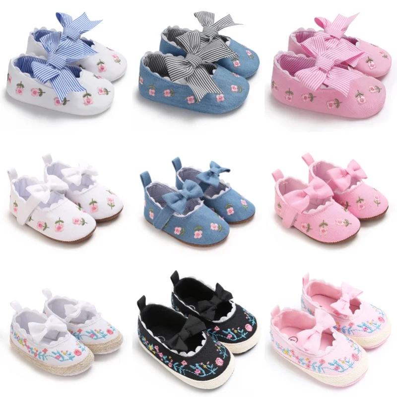 

Spring and Summer Flower Princess Shoes Baby Girl Bow Single Shoes Baby Cloth Shoes 0-12 Months Walking Shoes