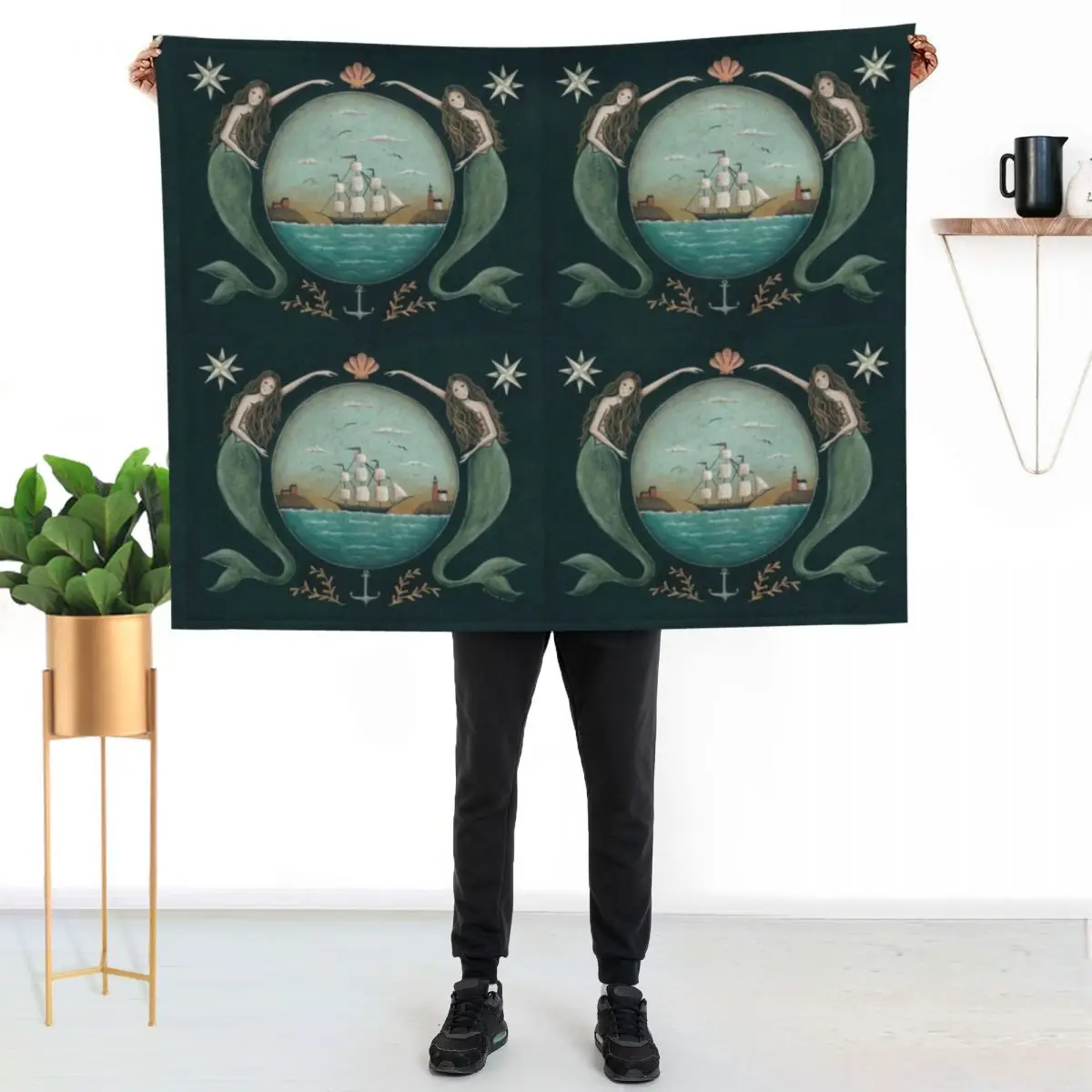 

Sirens of the Sea by Donna Atkins Throw Blanket Stylish Decor Blanket Gift for Friends Roommate
