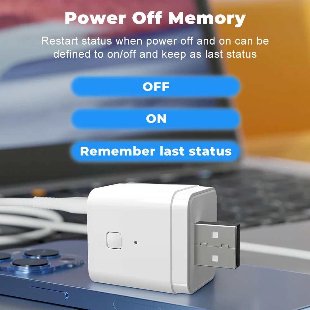 Tuya Smart Micro USB Adaptor Switch 5V WiFi Mini USB Power Adaptor Works with Alexa Hey Google Alice for Smart Home